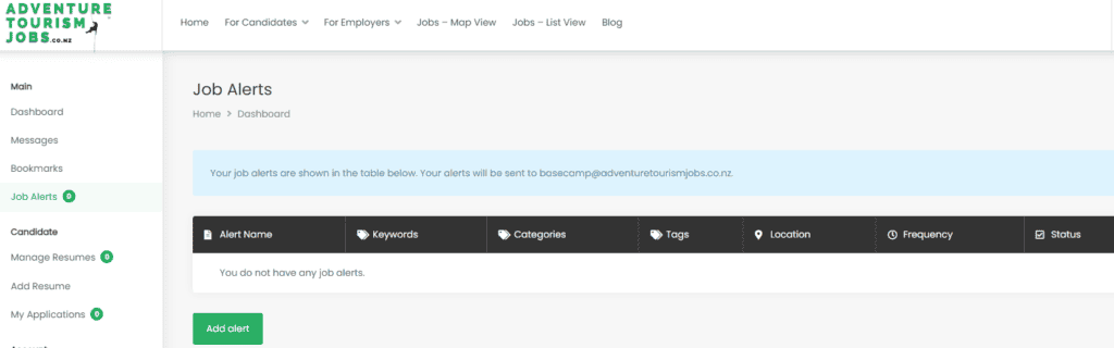 Add job alerts to adventuretourismjobs.co.nz